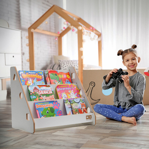 Organizador Infantil Mueble Biblioteca Montessori Blanca 1