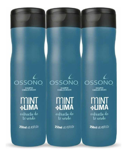Shampoo X3 Cabellos Grasos Ossono  Mint+lima 250 Ml 0