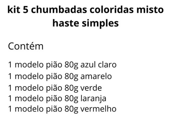 Kit Chumbada Pesca Praia Haste Inox Profissional Colorido 1