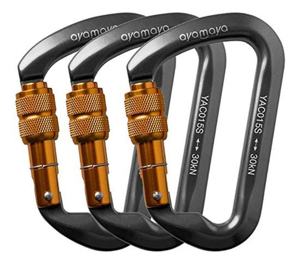 1pc 30kn Mosquetón De Acero De Aluminio Screwgate Escalada D 1