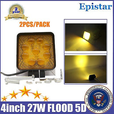 5d 27w Óptica Flood Led Ámbar Trabajo Luz Offroad Niebla Con 1