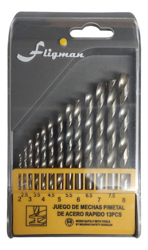 Juego De Mechas Acero Rapido2 A 8 Mm Fligman 0