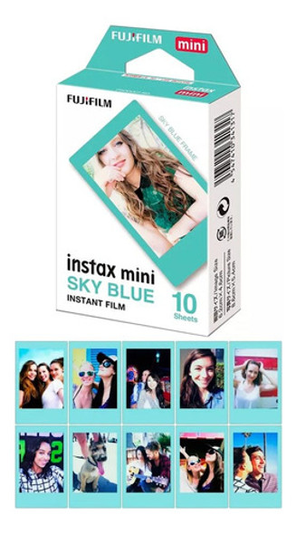 Filme Instax Mini Sky Blue Borda Azul Com 10 Fotos Fujifilm 0