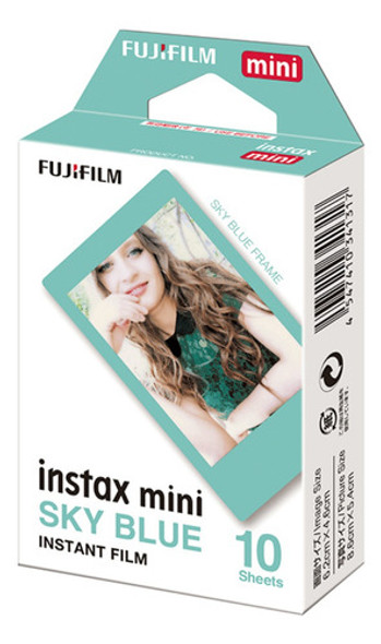 Filme Instax Mini Sky Blue Borda Azul Com 10 Fotos Fujifilm 1