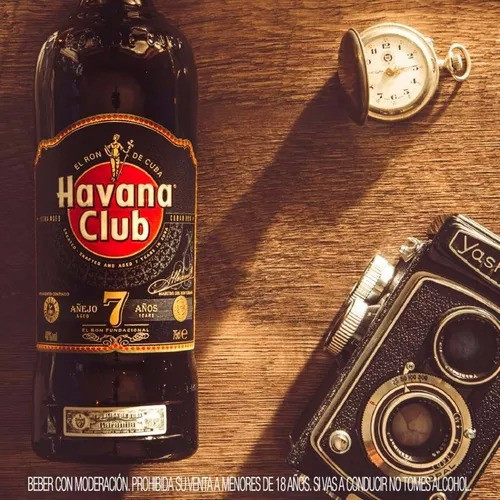 Combo Ron Havana Club 7 Años 750ml + 2 Vasos Vidrio Regalo 1