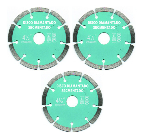 Disco Diamantado Segmentado 115mm 4 1/2 Pack X 3 Oferta 0