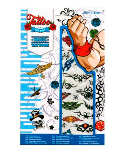 Plancha De Tatuajes Temporales Infantil X2 En Blister  53773 0