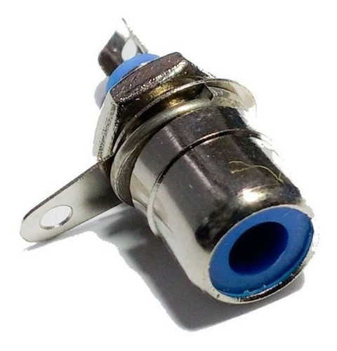 Conector Rca Hembra Plateada Chasis Panel Ficha Azul X 10 U 0