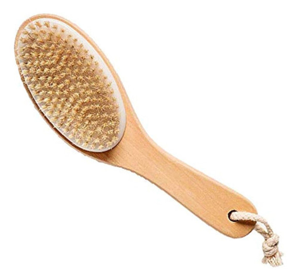 Cepillo De Cuerpo De Cerdas De Jabalí 100% Natural Con Mango 0