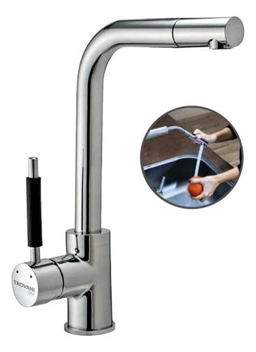 Grifería Gourmet Trovani Cromo Lever 5719 Rociador Extraible 1