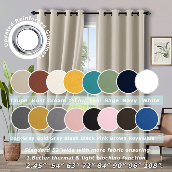 Cortinas Opacas Color Gris Pardo De 84 Pulgadas De Largo Par 1