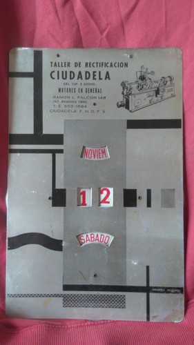 Antiguo Almanaque Chapa Cambiable Óptimo Estado Y Precio 0