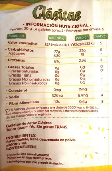3x Galletas De Arroz Cariló Clasicas Con Sal 150g S/ Tacc Dw 1