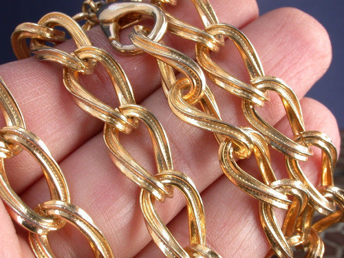 Luli Oferta Collar Cadena Dorada Baño Oro Eslavon Unisex 1