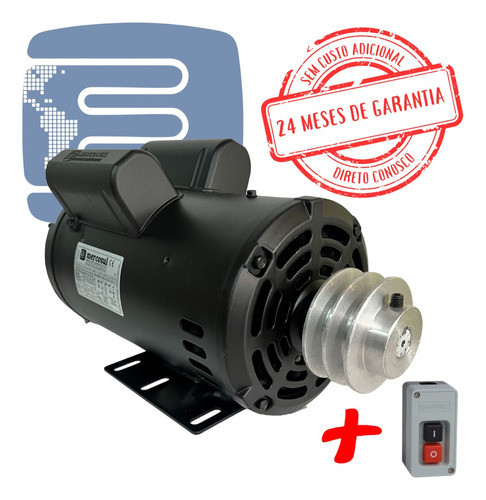 Motor De Betoneira 1cv Mono De Baixa Rotação C/polia E Chave 1