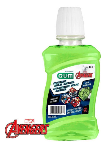 Kit 4 Enxaguante Bucal Infantil Avengers Chiclete 250ml Gum 1