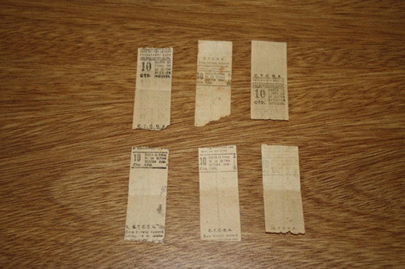 Antiguo Lote De 6 Boletos Capicua Años 40  (10 Centavos) 1