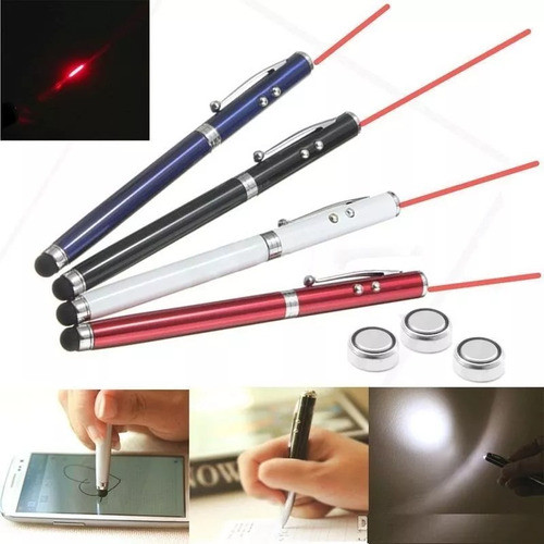Lápiz Táctil 4 En 1 Láser Linterna Bolígráfo Lapicera 1