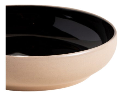 Plato Hondo Cerámica Negro Con Borde Beige- Terra 0