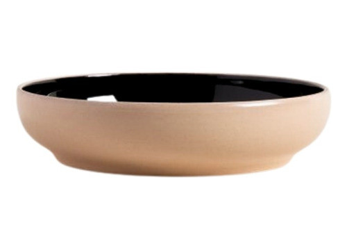 Plato Hondo Cerámica Negro Con Borde Beige- Terra 1