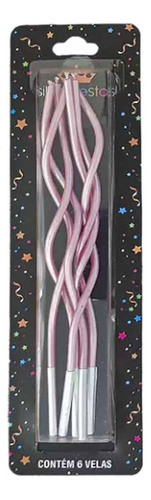 Vela Espiral Metalizada Pastel Velita Fina X6 Unidades 1