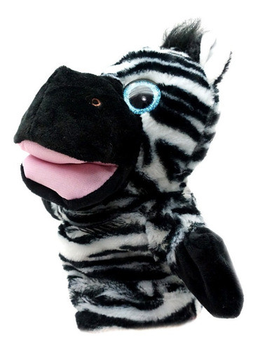 Titere Mano N31 Peluche Cebra Mueve Boca Selva Juguete Rayas 1