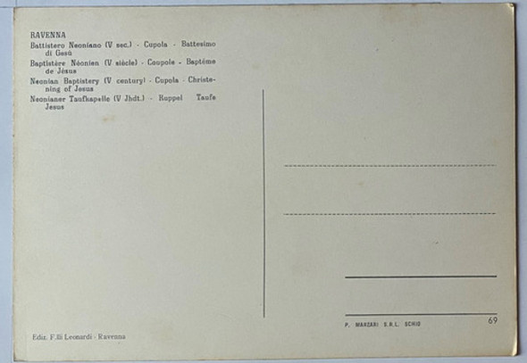 Antigua Postal, Bautismo Jesús, Cúpula, Rávena Italia, P0178 1