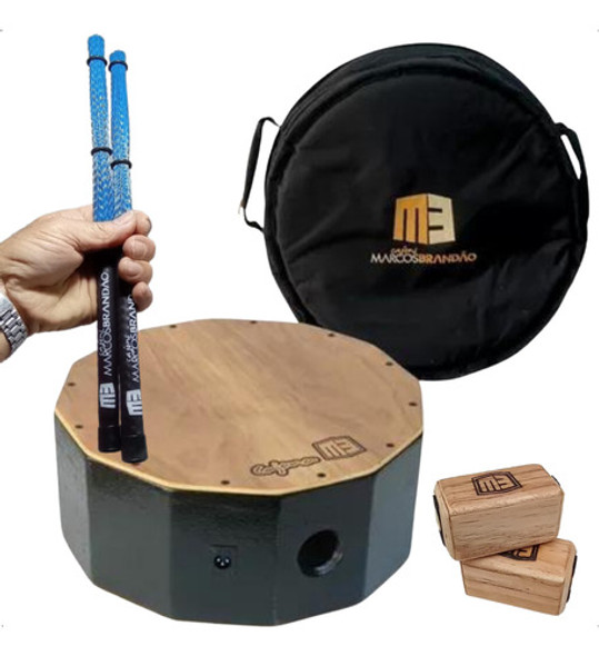 Cajona 14x6 Preta + Vassourinha + Chimbal + Bag 1