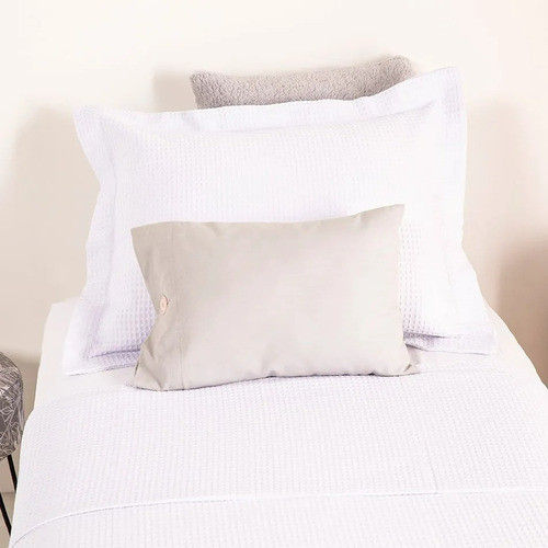 Cubrecama Nido De Abeja + Funda De Almohadón I Blanco I 0