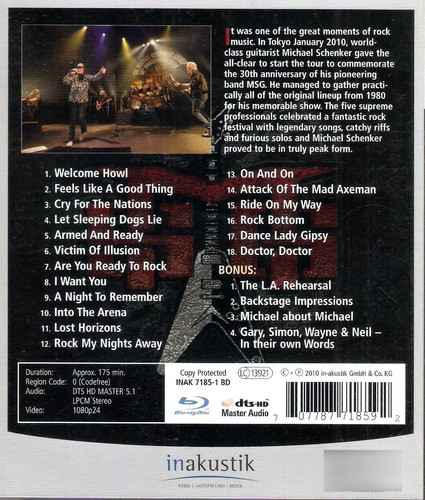 Blu-ray The Michael Schenker Group: Live In Tokyo - Import. 1