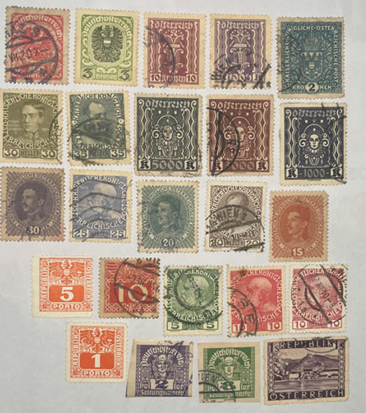 Sello Correo Austria Antiguo 24 Estampillas Más D 100 Años 0