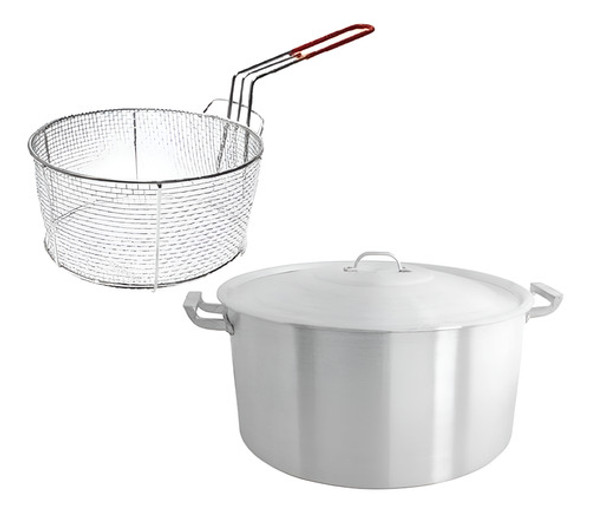Set Cacerola Aluminio Gastronomica 28 Cm + Canasto Freidor- 0