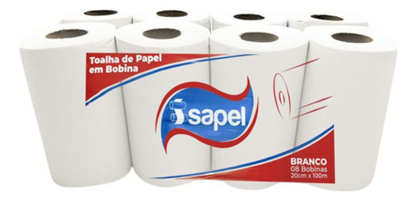 Papel Toalha Em Bobina Pc C/8 Rolos De 20cm X 100m Full 0