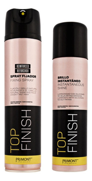 Spray Fijador Reforzado + Spray Brillo Top Finish Primont 0