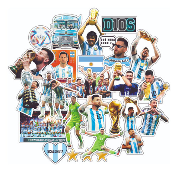 Stickers Calcos Vinilos Argentina Campeón Messi N° 1 -termo 0