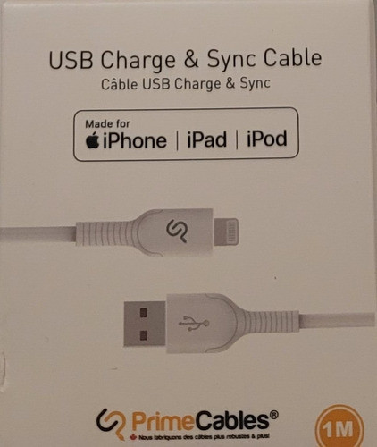 Primecables-cable Lighning,mfi Apple Certificado ,1m 1