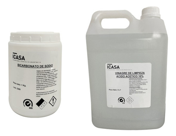 Combo Bicarbonato De Sodio 1kg Vinagre Limpieza 10% 5lt Pr 0