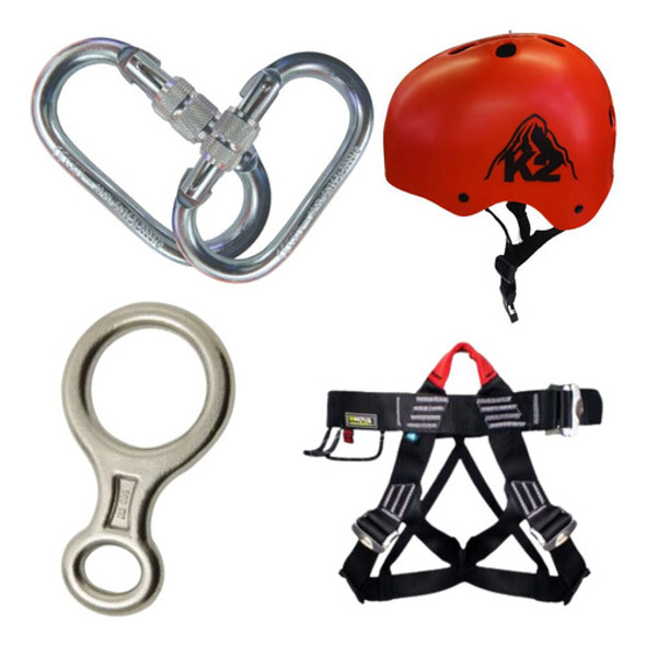 Kit Para Rapel Mosquetão Capacete Cadeirinha Freio 8 K2 0