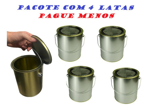4 Lata Vazia Galao 3,6l Artesanato Solvente Tinta E Quimicos 0