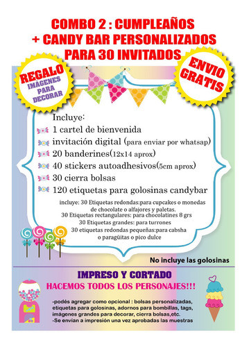 Bajoterra Combo Cumpleaños Y Candybar Impreso 1