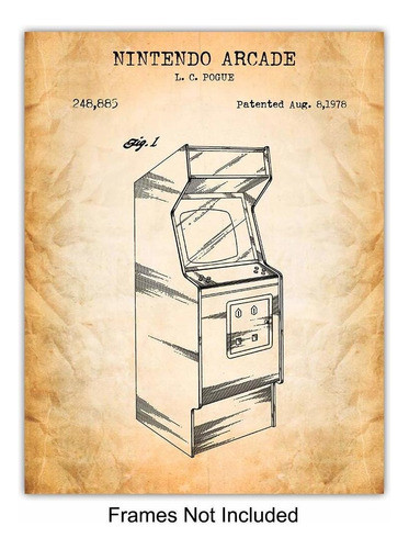 Video Arcade Games Patent Art Prints Wall Decor Set - Retro. 1