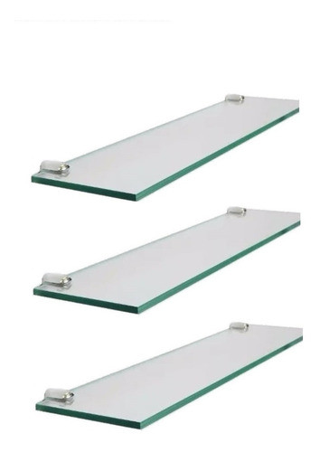 Tres Estantes Repisa De Vidrio 5mm De 50x10 Con Soportes 0