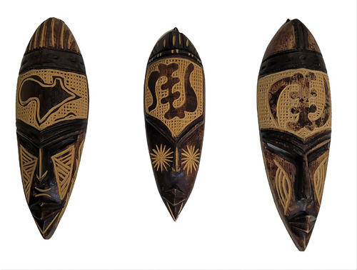 Máscaras Africanas En Talla De Madera Origen Ghana X 3 U. 0
