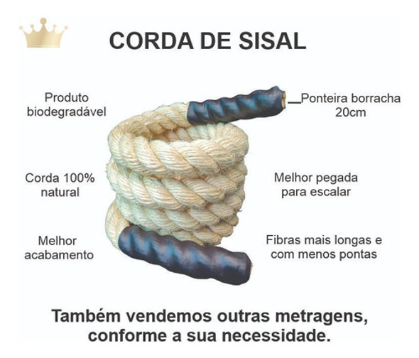 Corda Naval Crossfit Training Sisal Natural 50mm X 15metros 1