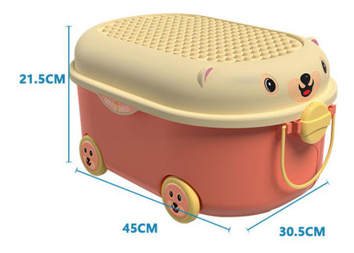 Caixa De Armazenamento De Brinquedos Empilhável Com Rosa 1