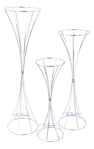 Set 3  Pedestales Plateados    50, 65 Y 80 Cm 0