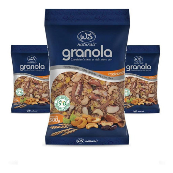 Kit 3 Granolas Tradicional Ws Naturais 500g 0