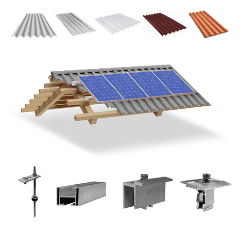 Kit Estrutura Suporte 04 Placas Solar Viga Madeira  4,40m 0