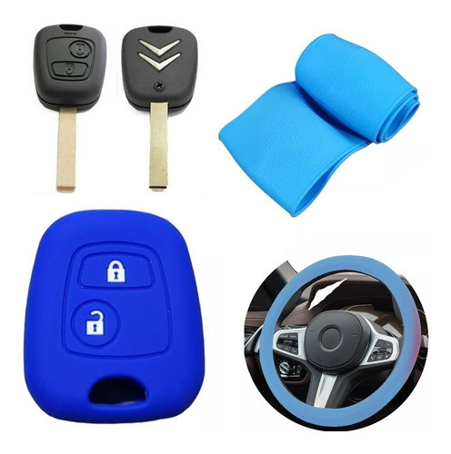 Cubre Volante + Funda Llave Silicona - Citroen C3 - Azul 0