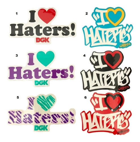 3 Adesivos Dgk I Love Haters - Sticker Marca Skate 1